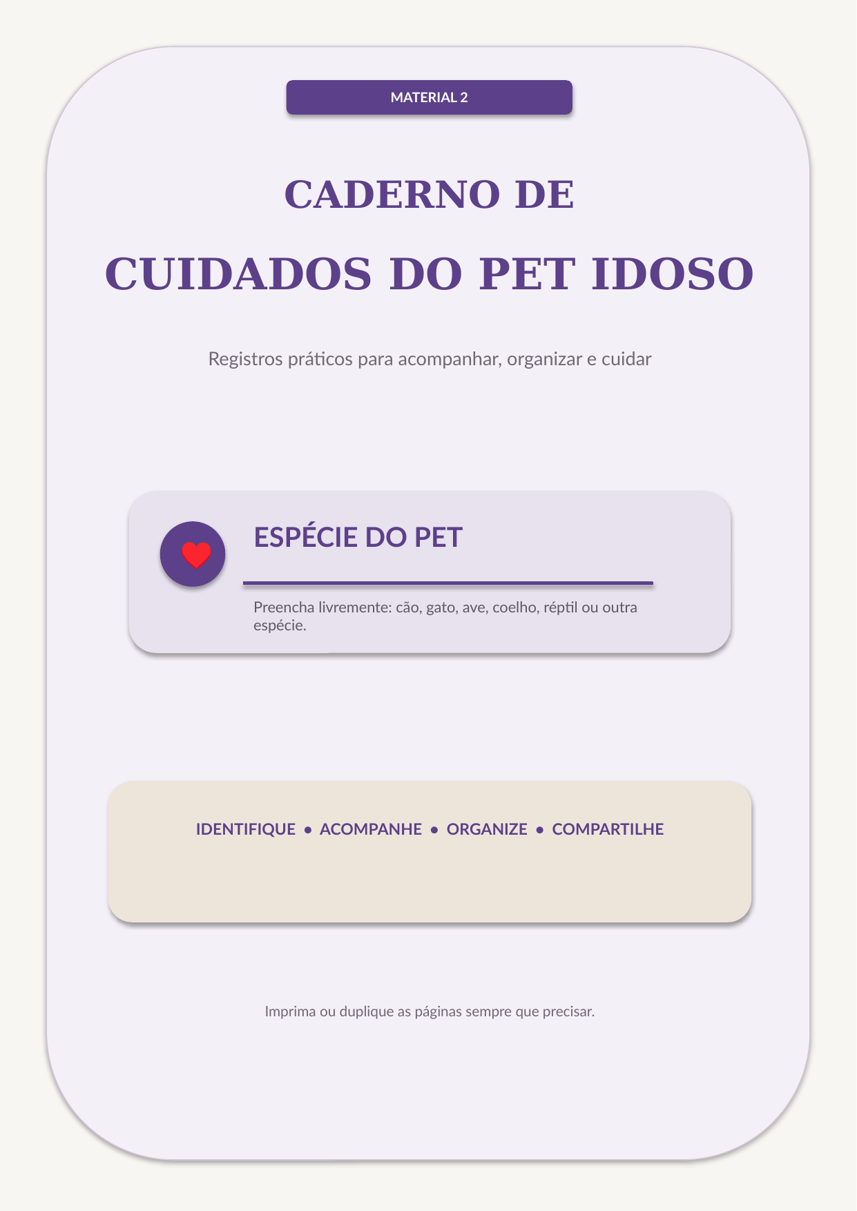 Caderno de Cuidados do Pet Idoso